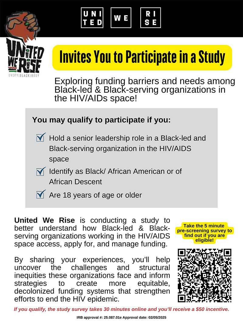 United We Rise survey flyera